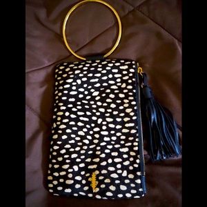 Stylish Black and White Mini Bag with Gold Accents